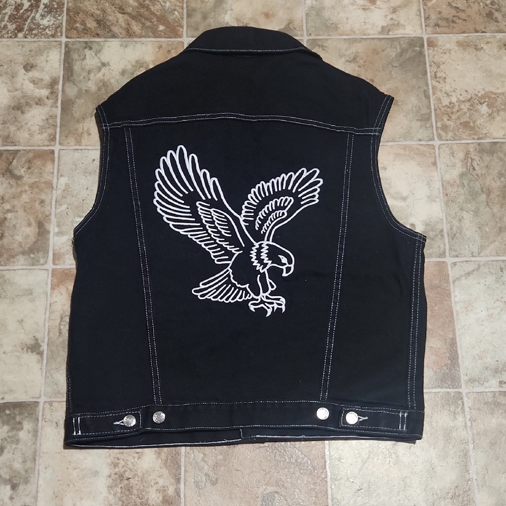 Harley-Davidson Black Vest with Eagle Embroidery Size M. 100 % Cotton. - Picture 9 of 14